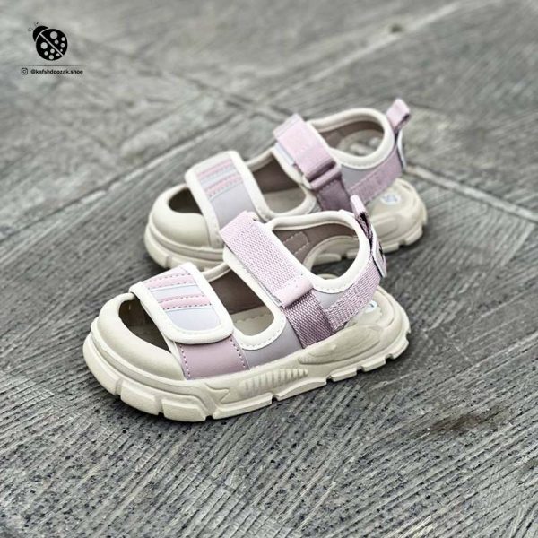 صندل بچگانه دخترانه بسیار سبک کرم یاسی | برند King Kids مدل 4053S